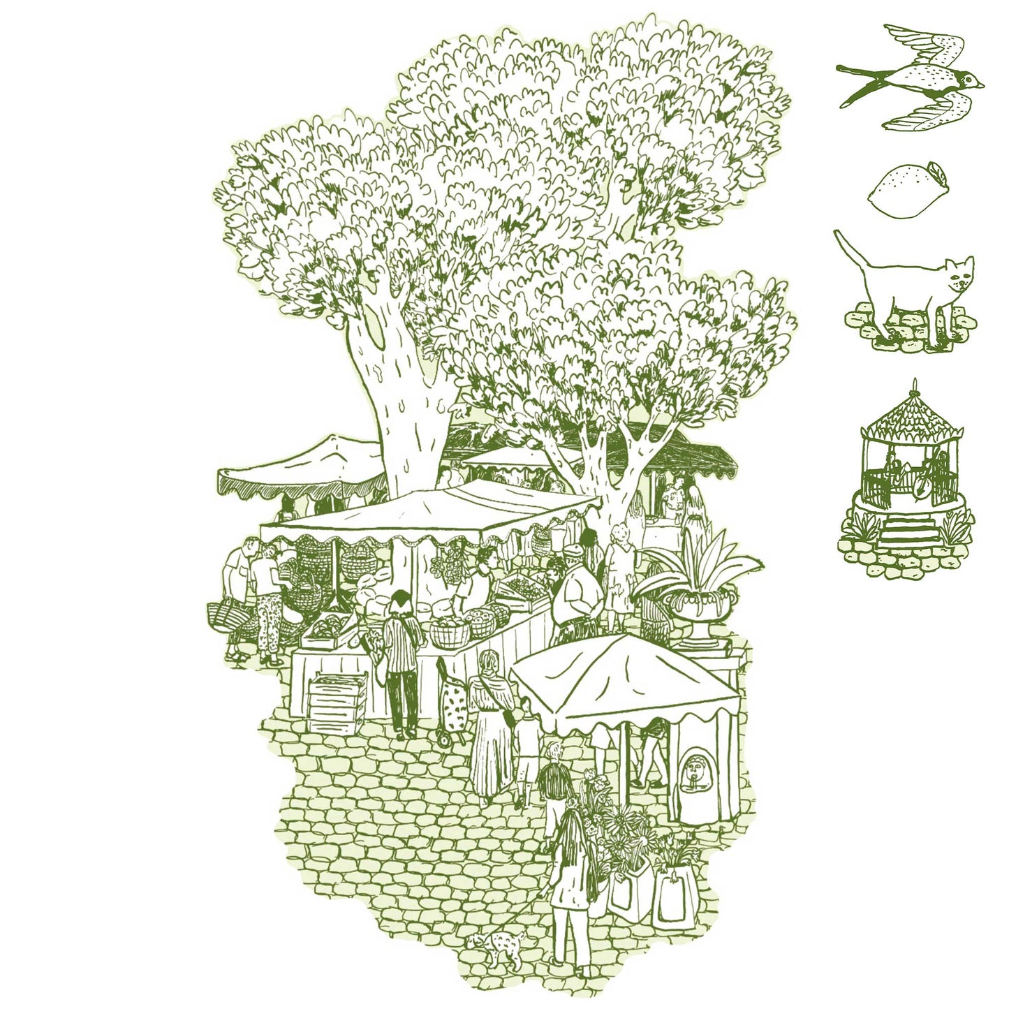 "The Market" by Lise Villa - single-color version
