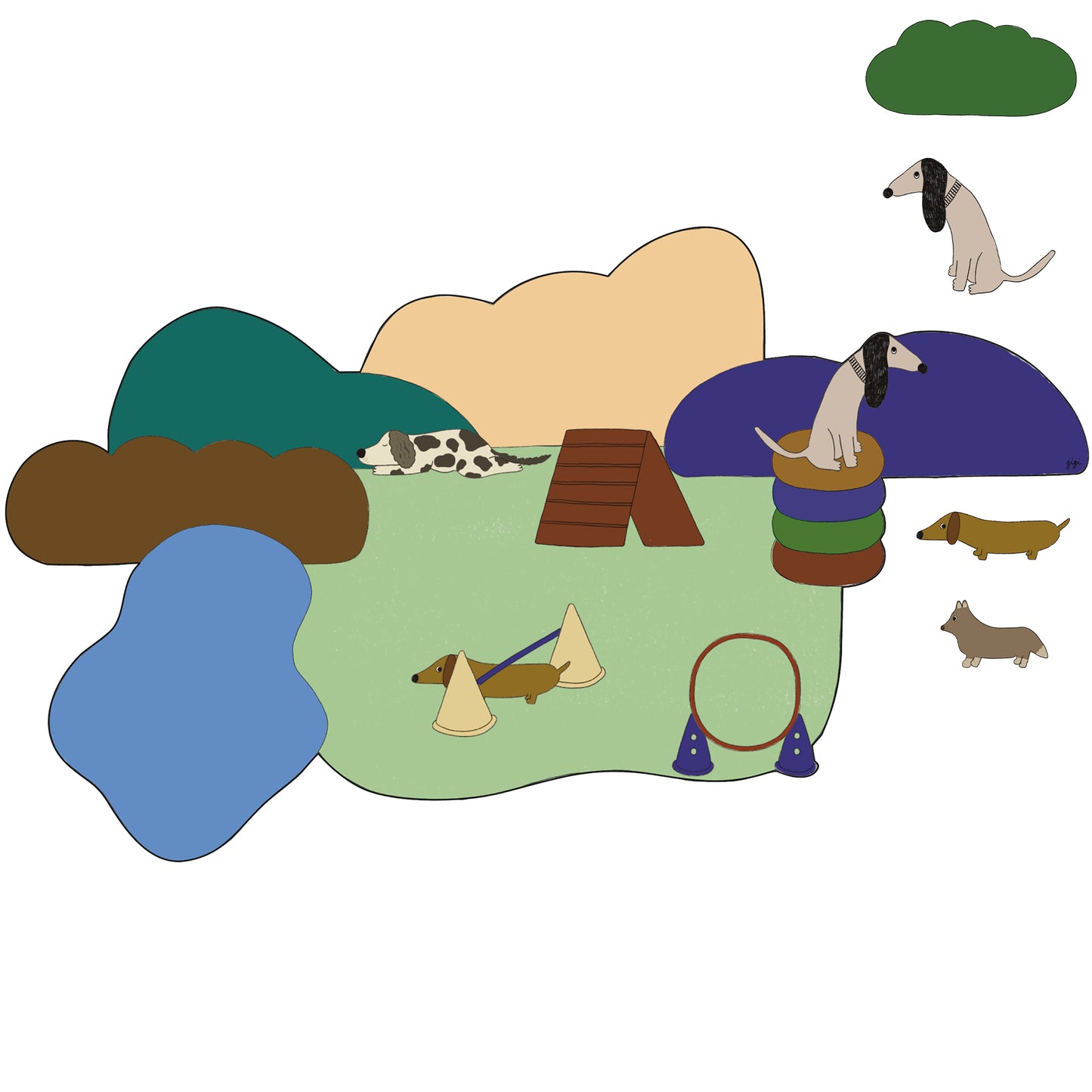 "Dog Park" by Gisèle and Rose - pastel version
